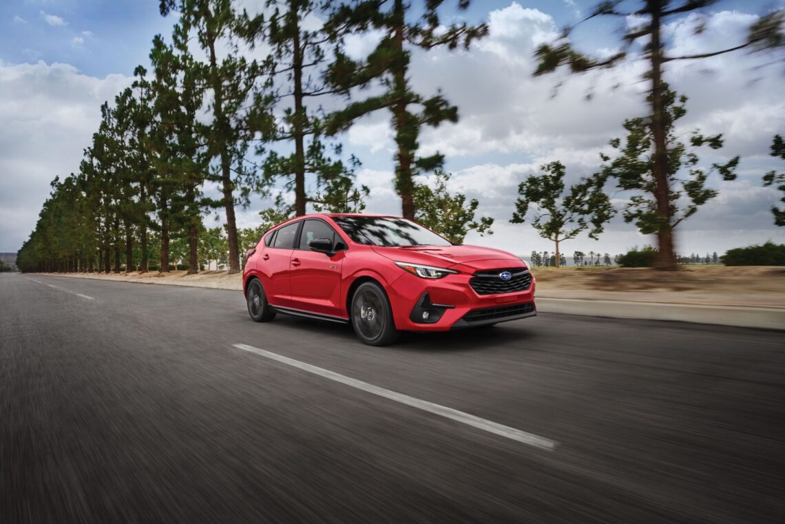 A used Subaru vehicle on the road
